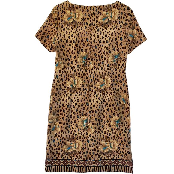 Vintage Hawaiian Floral Animal Print Dress Women's 10 Short Sleeve Back Zip - Picture 6 of 12